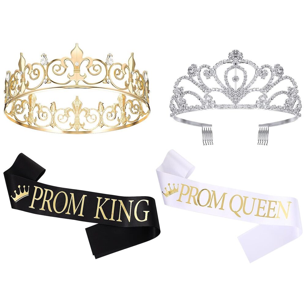 3010 Prom Queen and King Sash Crowns Tiara 2025 Grad Crown Sash Headbands
